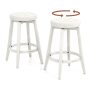 360-Degree Swivel Upholstered Rubberwood Frame Bar Stool Set of 2 with Footrest - Image 3