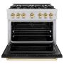 ZLINE - 36 in. Wide 6 Burner 5.2 cu. ft. Autograph Classic Dual Fuel Freestanding Range with Gold Accents - White - Image 2