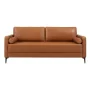 Goodwin 75.6 in. Square Arm Faux Leather Rectangle Sofa with Bolster Pillows in Caramel Brown - Image 6