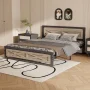 Behost Twin Size Bed Frame with Headboard and Underbed Storage, Light Brown - Image 5