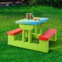 Costway 4 Seat Kids Picnic Table with Umbrella Garden Children Bench Outdoor PP - Image 4