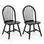 Set of 2 Vintage Wood Chair with Spindle Back for Dining Room - Black - Image 3