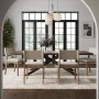 Nathan James Linus Modern Upholstered Dining Chair, Solid Rubberwood Legs in a Wire-Brushed Light Brown Finish - Image 2