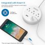 10 ft Long Extension Cord, NTONPOWER Travel Power Strip Flat Plug, 3 Outlet 2 USB Desktop Charging Station Wall Mount for Home Office, Dorm Room and Cruise Ship, White - Image 2