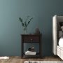 Dark Brown Nightstand with Drawer and Storage Shelf for Bedroom - Image 2