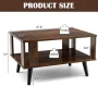 Costway Coffee Table Retro Mid-Century Coffee Table W/Storage Open Shelf Living Room - Image 4
