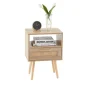 Kepooman Rattan Nightstand, 15.75" Bedside Table with Drawer and Solid Wood Legs, Wood End Table for Bedroom, Natural - Image 2