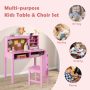 Kids Desk and Chair Set with Hutch and Bulletin Board for 3+ Kids - Pink - Image 5