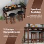 3-Piece Home Bar Set with 2 Upholstered Bar Stools, Outlets and USB Ports - Image 6