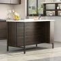 Marble Wood Grain Top 55.1 in.. W Kitchen Island D in. in.g Bar Table in. Dark Brown With Shelves, 2-Drawers - Image 5
