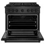 ZLINE - 36 in. Wide 6 Burner 5.2 cu. ft. Freestanding Paramount Dual Fuel Range in Black Satin Stainless Steel - Black Satin Stainless Steel - Image 2