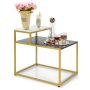 2-Tier Side Table with Metal Frame and Marble Finish Tabletop for Living Room - Image 3