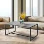 Modern Marble and Metal Frame Open Rectangle Coffee Accent Table Living Room End Table - Black - Image 1