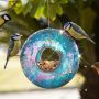 DUSVALLY Fly-Through Bird Feeder, Hanging Glass Mosaic Birdfeeder Squirrel-Proof, Outdoor Garden Yard Decoration, Blue - Image 2