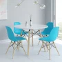 Jordan 4 - Person Four Leg Dining Set - Green/Natural Chairs, Natural Table Base - Image 2