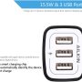 Wall Charger Plug, USB Plug Wall Outlet, 3 MultiPort Charger Station Cube | USBA Box Charger Outlet Base Brick Block Replacement for iPhone, iPad, and iWatch Charger Plug (Black) - Image 5