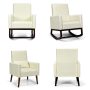 Beige 2-in-1 Fabric Upholstered Rocking Chair with Waist Pillow - Image 4