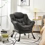 Gray Modern Polyester Fabric Lazy Chair with Steel Frame and Side Pocket - Image 5