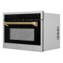 ZLINE - Autograph 24 in. 1.6 cu ft. Built-in Convection Microwave Oven and Polished Gold Helix Handle - Stainless Steel - Image 4