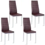 Costway Set of 4 PU Leather Dining Side Chairs Elegant Design Home Furniture Brown - Image 1