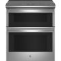 GE Profile - 30 in. Wide 5 Elements 6.6 Cu. Ft. Slide-In Double Oven Electric True Convection Range with No Preheat Air Fry - Stainless Steel - Image 1