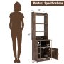 Rustic Brown Bedside Tables Tall Nightstands with 5 Open Shelf and Cabinet - Image 3