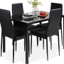 5 pieza Juego de mesa de comedor cocina c/superficie de vidrio y 4 sillas - Image 1