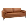 Goodwin 75.6 in. Square Arm Faux Leather Rectangle Sofa with Bolster Pillows in Caramel Brown - Image 5