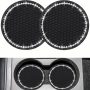 yousheng 2PCS Bling Car Cup Coaster, Universal Vehicle Bling Holder Insert,2.75 inch Rhinestone Anti Slip Silicone Insert,Suitable for Most Car Interior,Best Gift Car Bling for Women, Black, 2 Pack - Image 1