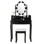 Makeup Dressing Table with Touch Switch Lighted Mirror and Cushioned Stool - Image 5
