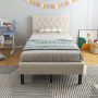 Twin Size Upholstered Platform Bed with Button Tufted Headboard - Image 2