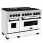 ZLINE - 48 in. Wide 8 Burner Autograph Legacy Dual Fuel Freestanding Range in Satin Steel w/ White & Black Accents - Stainless Steel - Image 4