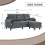 Pingliang Home Convertible Sectional Sofa L Shaped Sofa in Dark Grey Fabric 3 Seat Couch with Reversible Storage Ottoman and Side Storage Pocket for Living Room Office Apartment Studio - Image 5