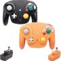VTone Wireless Controller, 2 Pieces 2.4G Wireless Classic Gamepad with Receiver Adapter for Wii Game cube NGC GC (Black and Orange) - Image 1