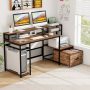 67 Inch Computer Desk with Monitor Stand & File Drawer - Image 2