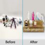 Wooden Hair Tool Organizer, Blow Hair Dry and Straightener Holder, Curling Iron Holder, Flat Iron Holder, Hair Accessories Product Styling Tools Dryer Organizer Storage for Bathroom Vanity Countertop - Image 2