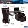 Rectangular Chocolate 2 Drawer Computer Desk with Keyboard Tray - Image 3