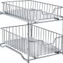 Simple Trending Stackable 2-Tier Vertical Bathroom Storage Under Sink Cabinet Organizer, Toilet Vanity Organizer Drawers, Silver - Image 1