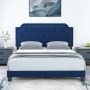Queen Size Velvet Platform Bed with Button Tufted and Nailhead Trim Headboard - Image 2