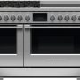 Fisher & Paykel - 48 in. Wide 8 Burner Professional 6.9 Cu.Ft. Freestanding Double Oven Dual Fuel True Convection Range with Self-Cleaning - Stainless Steel/Black Glass - Image 1
