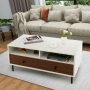 2 Tier 40 Inch Length Modern Rectangle Coffee Table with Storage Shelf and Drawers - Image 5