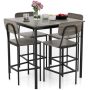 5 Pieces Industrial Dining Table Set with Counter Height Table and 4 Bar Stools - Gray - Image 3