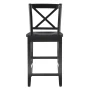 Linon Torino 24" Cross-Back Indoor Wood Counter Stool, Black - Image 3