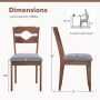 Dining Chair Set of 2 Fabric Upholstered Kitchen Chairs with Padded Seat and High Back - Image 3