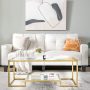 Modern 2-Tier Rectangular Coffee Table with Glass Table Top - Image 2