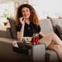 Sofa Tray Table with EVA Base and Couch Cup Holder. Remote Control and Cellphone Organizer Holder, Arm Rest Organizer, Arm Rest Table with Pockets. Fits Over Square Chair arms. (Dark Brown) - Image 5