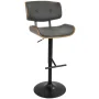 Lombardi Mid-Century Modern Adjustable Barstool in Walnut with Grey Faux Leather by LumiSource - Image 6