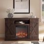 BELLEZE 47" TV Stand with 18" Electric Fireplace Heater & Open Storage Shelves & Cabinets - Veropeso (Espresso) - Image 3