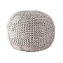 Berlin Casual Knitted Filled Ottoman Ivory Round Pouf - Image 1