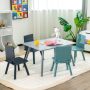 5 Pieces Kids Wooden Activity Play Furniture Set with Building Blocks - Image 2